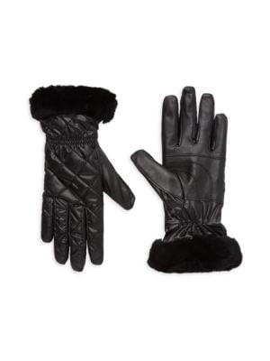 Faux Fur Trim Quited Gloves | Saks Fifth Avenue OFF 5TH