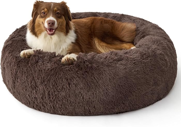 Bedsure SupportMax\u2122 Calming Dog Beds Large Sized Dog - 36in Donut Washable Large Pet Bed,Ant... | Amazon (US)