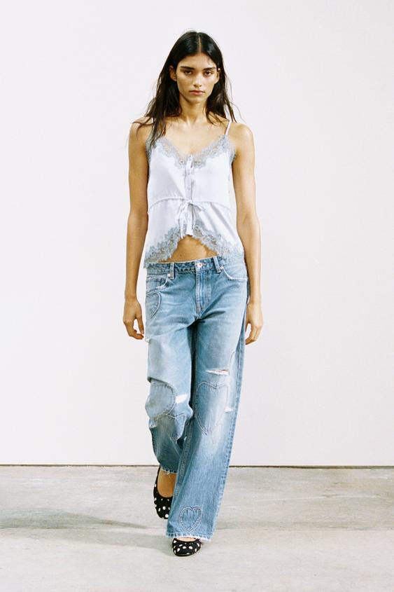 TRF MID-WAIST BOYFRIEND JEANS WITH HEARTS | Zara UK