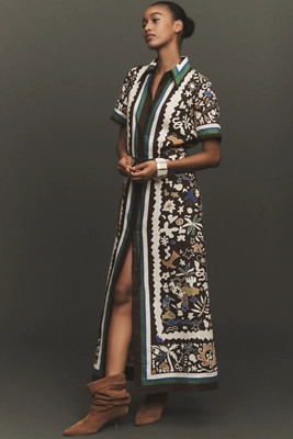 ALÉMAIS Maroc Linen Short-Sleeve Maxi Shirt Dress | Anthropologie (US)