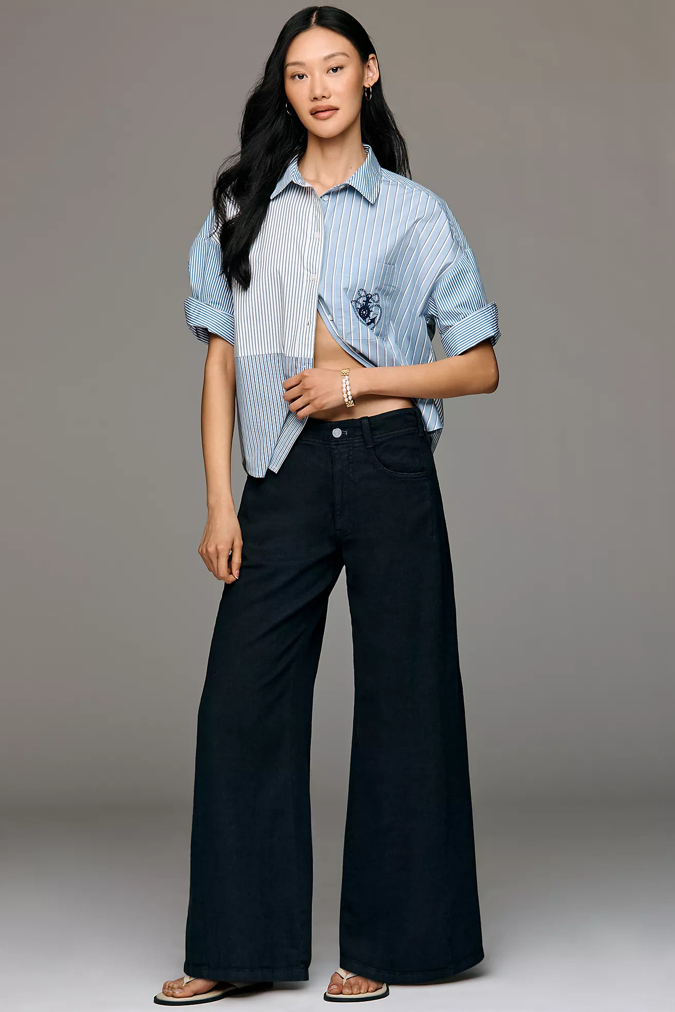 The Adi Mid-Rise Clean-Hem Flare Pants by Pilcro | Anthropologie (US)
