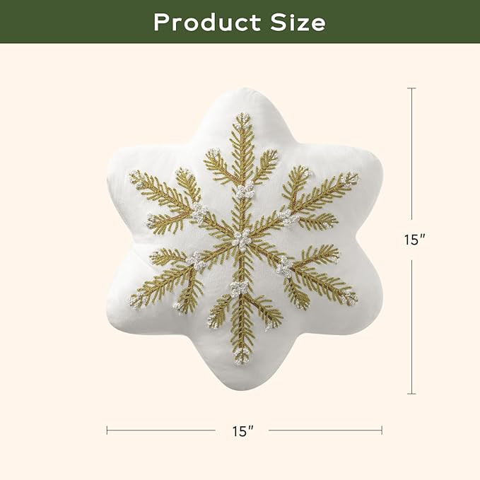 Ashler Snowflake Pillows, Snowflake Throw Pillow, Off White Pillows, 15x15 in Velvet Cushion for ... | Amazon (US)
