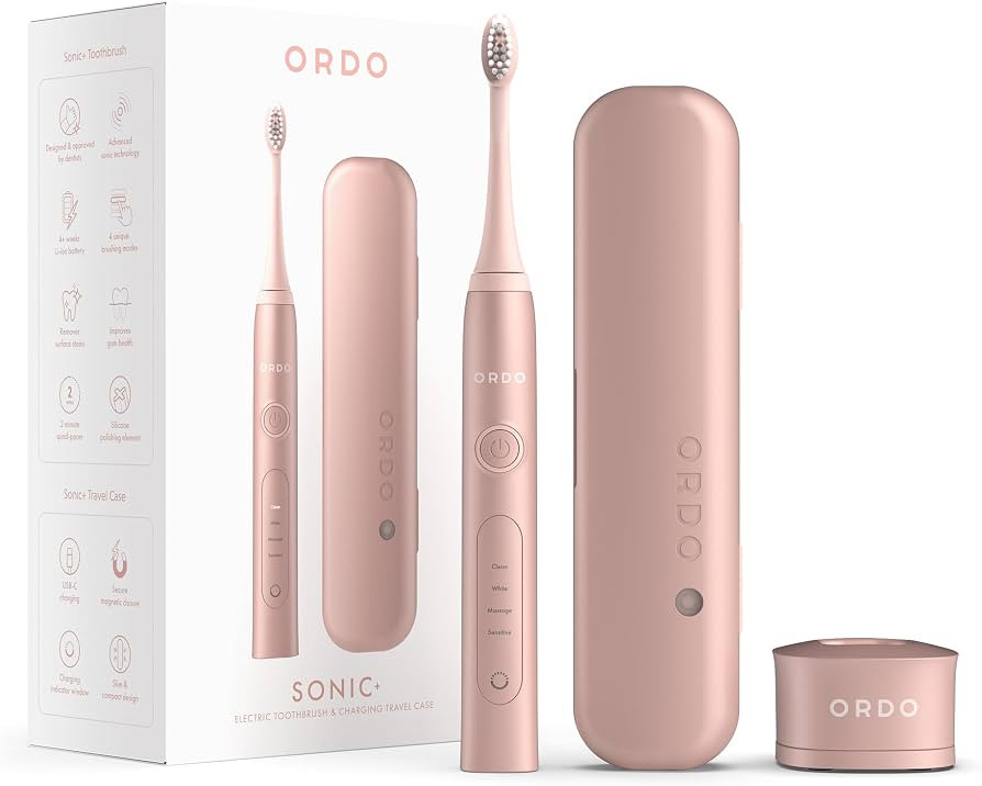 ORDO Sonic+ Electric Toothbrush with Travel Case, 4 Brushing Modes, Rose Gold | Amazon (UK)