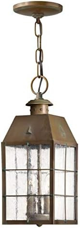 Hinkley Nantucket Restoration Two Light Medium Outdoor Hanging Lantern, Aged Brass | Amazon (US)