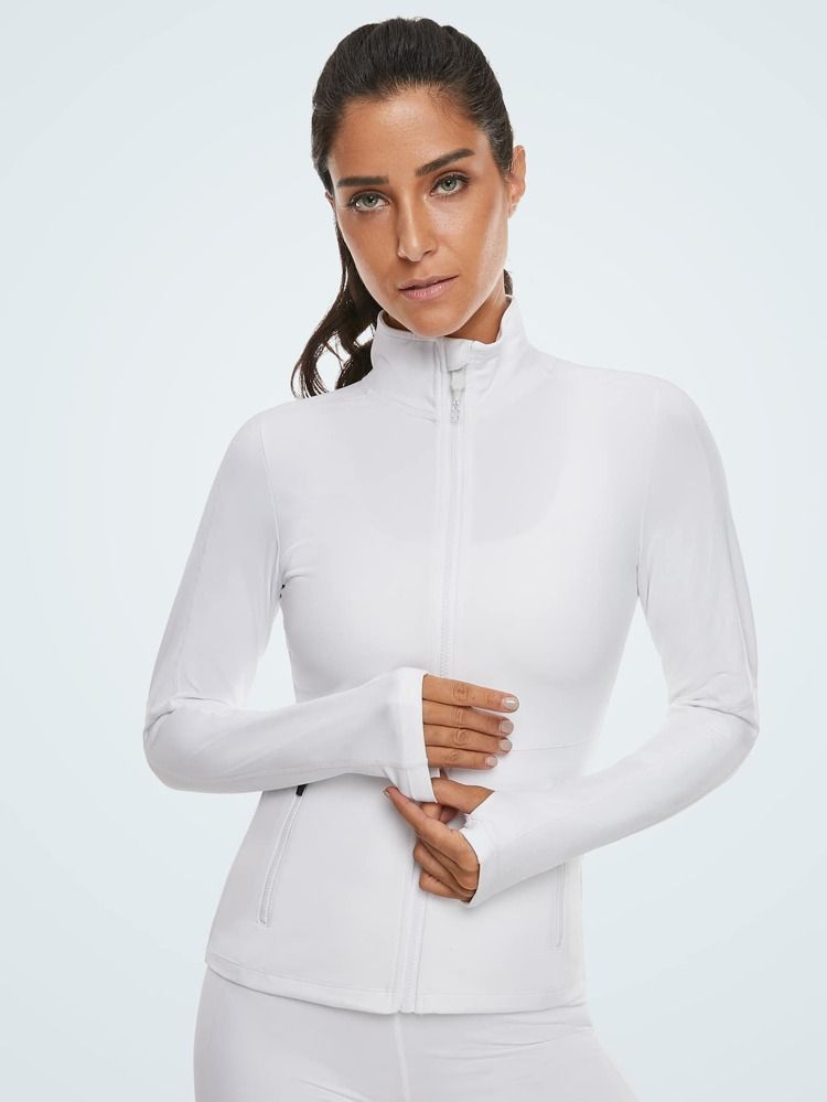 VUTRU Zip Up Thumb Hole Sports Jacket | SHEIN