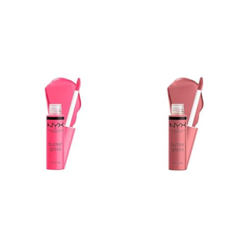NYX Butter Gloss Non-Sticky Lip Gloss Peaches & Cream (Pink Coral) & Tiramisu (Brown) 2pc | Amazon (US)