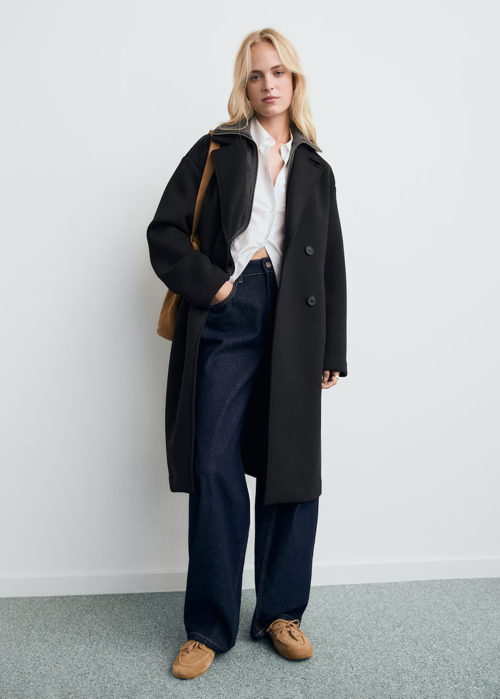 Long combined coat black - Woman - L - MANGO | MANGO (UK)
