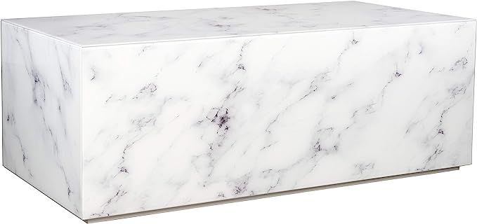 Statements by J Modern Matteo Marble Design Block Coffee Table, 50 Inch Long, White | Amazon (US)