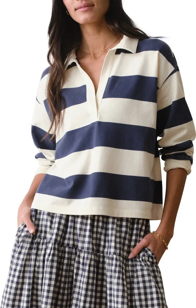 Luxe Stripe Sueded Cotton Polo | Nordstrom
