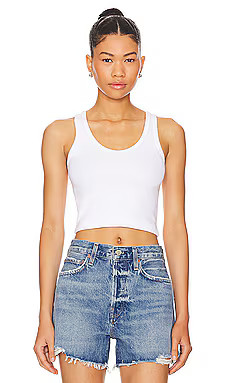 perfectwhitetee Cropped Cotton Ribbed Layering Tank in White from Revolve.com | Revolve Clothing (Global)
