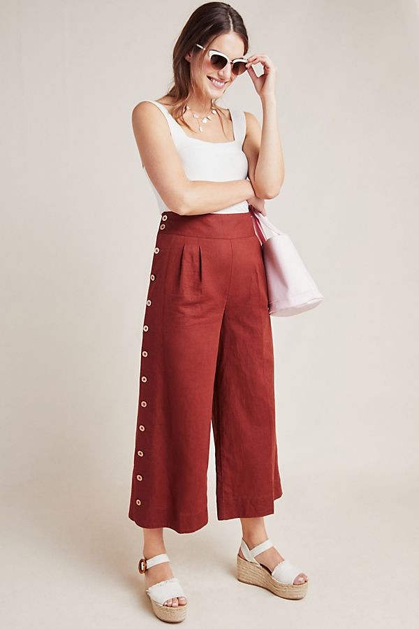 Buttoned Wide-Leg Pants | Anthropologie (US)