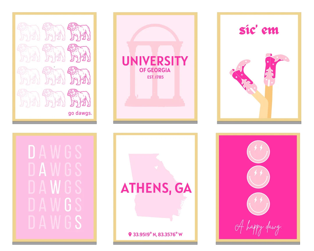 University of Georgia Pink UGA Prints - Etsy | Etsy (US)