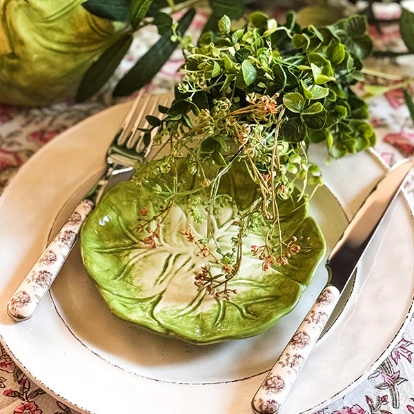 Green Cabbageware Appetizer Plates, Set of Four - Decor Steals | Decor Steals