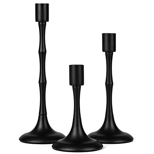 Matte Black Taper Candle Holder Set of 3 Black Candlestick Holders Modern Farmhouse Candle Stick Candle Holder for Candlesticks for Wedding Christmas Thanksgiving Party Dining Table Centerpiece Decor | Amazon (US)