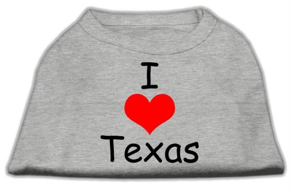 Mirage Pet Products 51-38 SMGY I Love Texas Screen Print Shirts Grey Sm - 10 | Unbeatable Sale