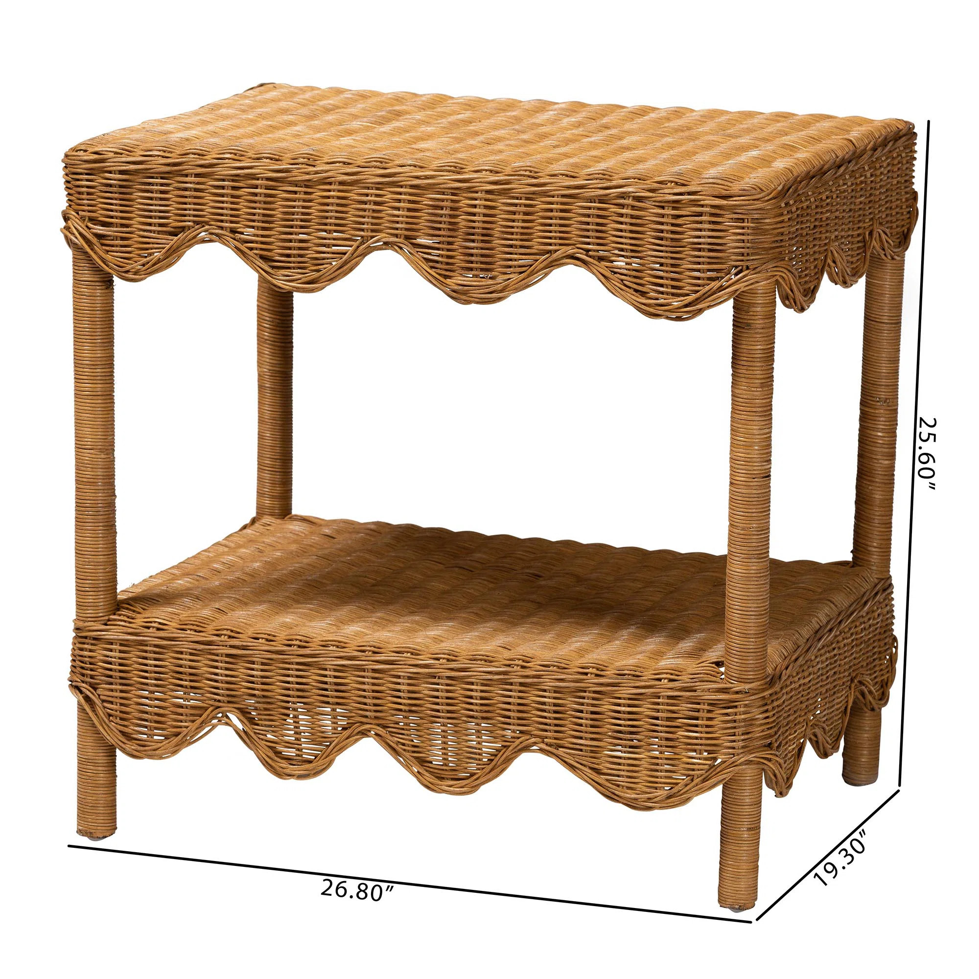 Wholesale Interiors Bali & Pari Oteria Bohemian Light Honey Scalloped Rattan Side Table | Wayfair | Wayfair North America