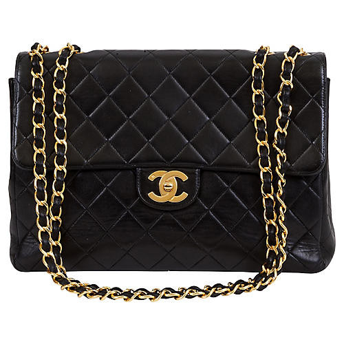 Chanel Black Quilted & Logo Jumbo | One Kings Lane