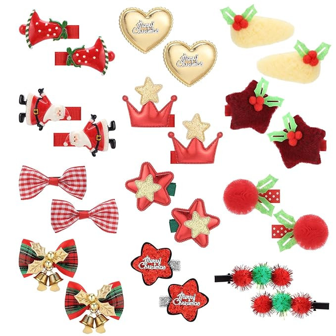 24 Pack Hair Clips for Girls, Christmas Hair Barrettes Metal Snap Hair Clips Hair Accessories for... | Amazon (US)