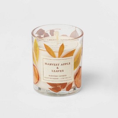 Harvest Apple & Leaves Botanical Glass Candle Mustard Yellow - Threshold™ | Target
