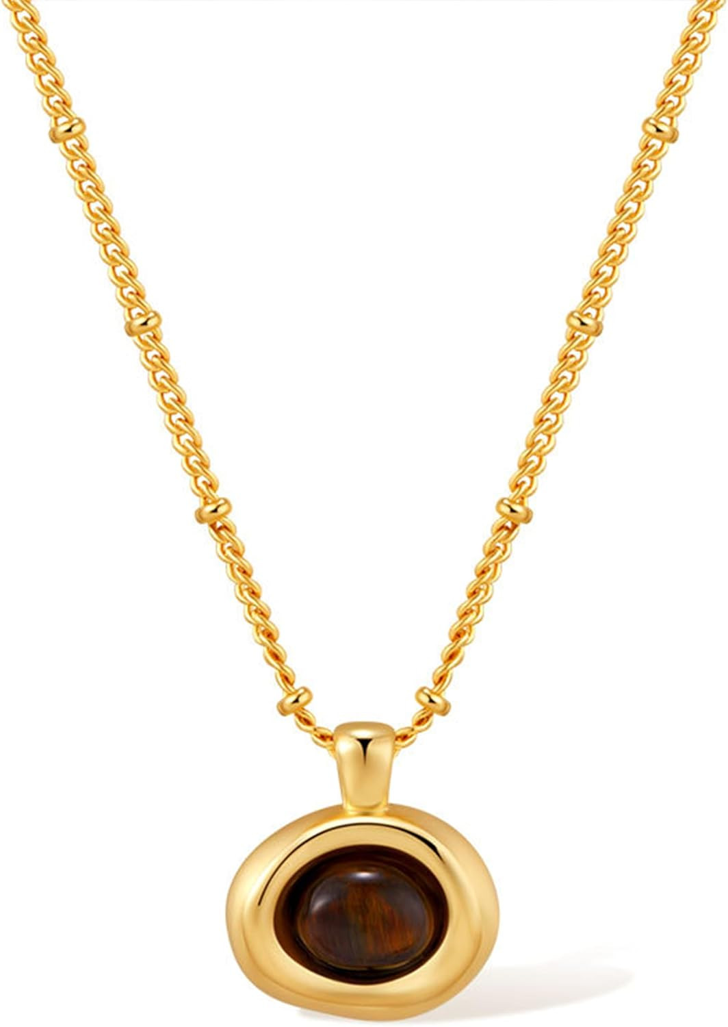 Jean Beau Gold Stone Pendant Necklaces for Women, Chunky Gemstone Dangle Necklace Wedding Prom Fashion Jewelry Gift | Amazon (US)