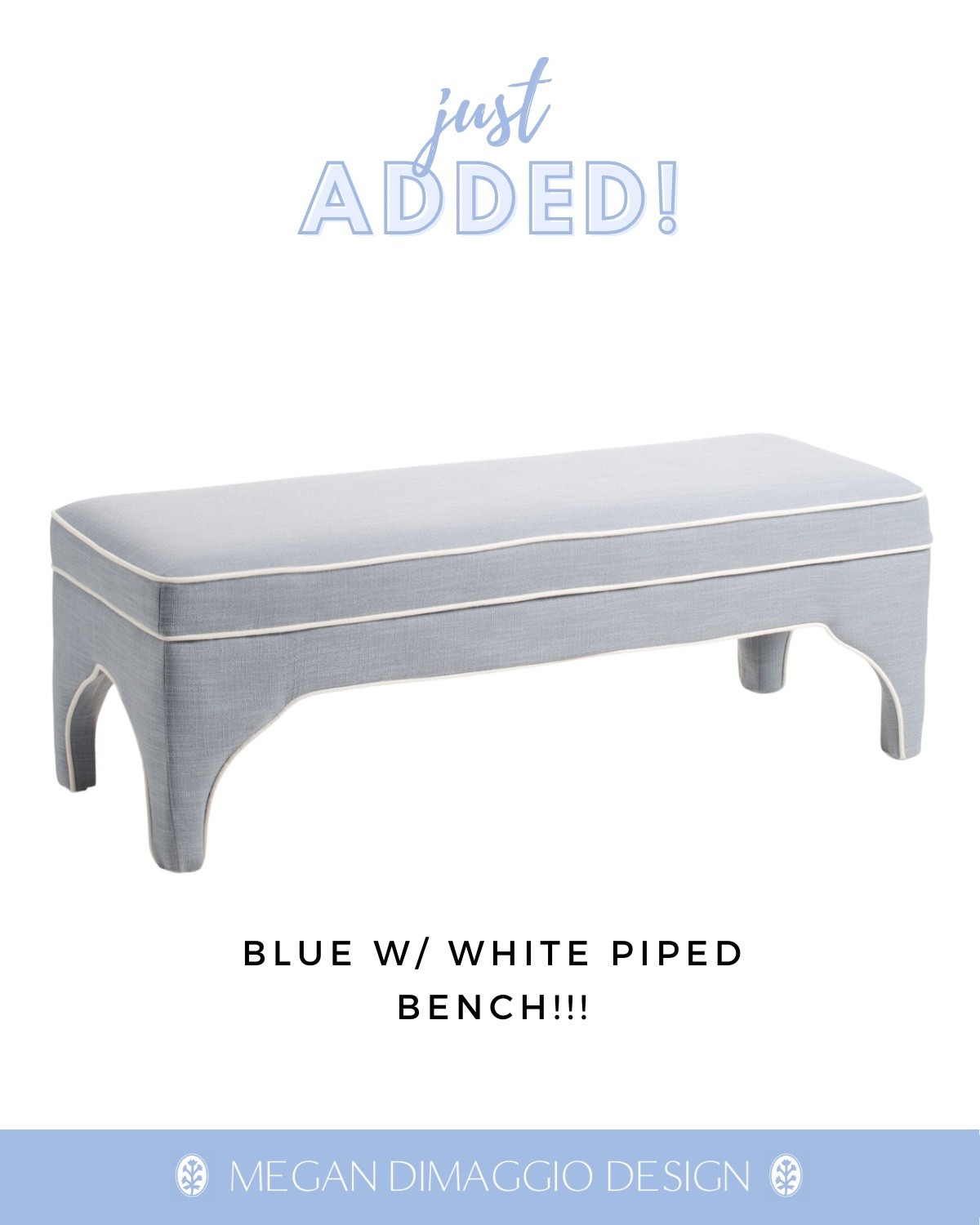 HIGH SELLOUT RISK!! gorgeous light blue with white piping and arched leg detail new bench just added online!! This is FLY at this price!!! 🤯🙌🏻 Snag it now for the end of a bed or chic entryway!

#LTKSaleAlert #LTKHome