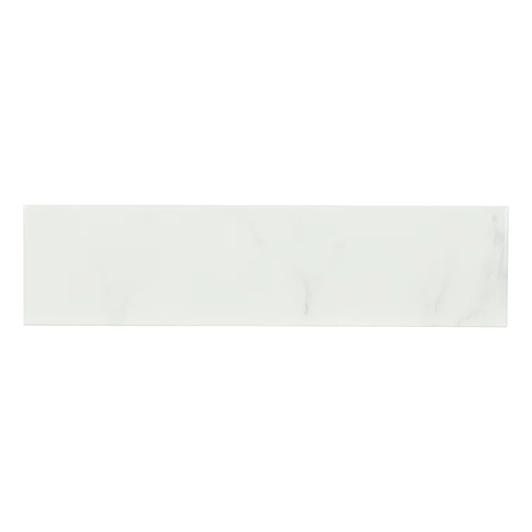 Classique White Carrara 4" x 16" Ceramic Marble Look Subway Wall Tile | Wayfair North America