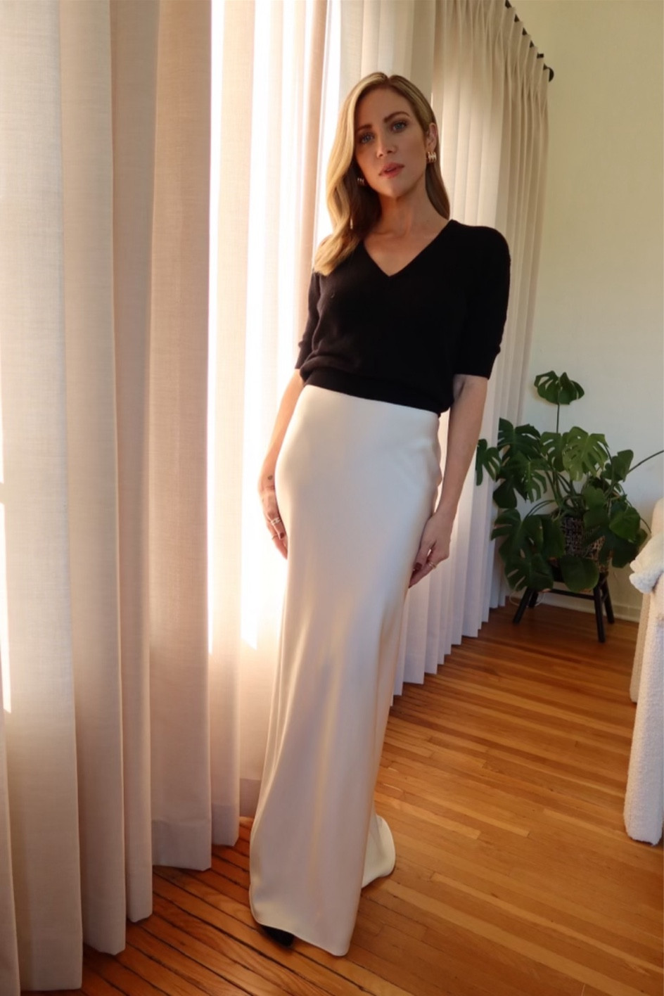 Brittany Snow in a Khaite sweater and a Vatanika skirt 🤍 Linked the sweater and similar skirt! 

#LTKSeasonal #LTKstyletip