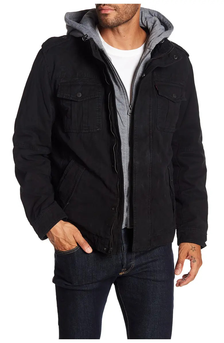 Faux Shearling Lined Hooded Military Jacket | Nordstrom Rack