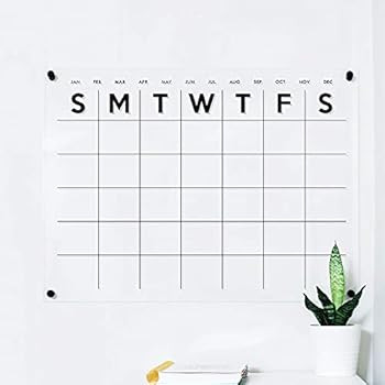 Acrylic Calendar | Minimalist Horizontal Clear Dry Erase Calendar | Landscape calendar | 2021 Cal... | Amazon (US)
