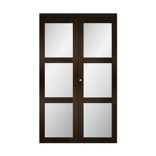 TRUporte 24 in. x 80.5 in. 3/4 Lite Frosted Glass Solid MDF Core Espresso Finished MDF Bi-fold Do... | The Home Depot