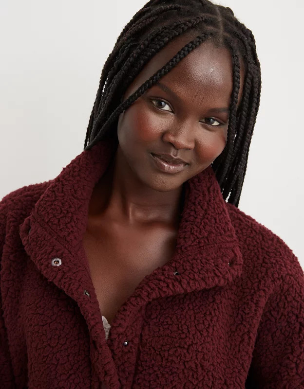Aerie Sherpa Quarter Snap Sweatshirt | American Eagle Outfitters (US & CA)