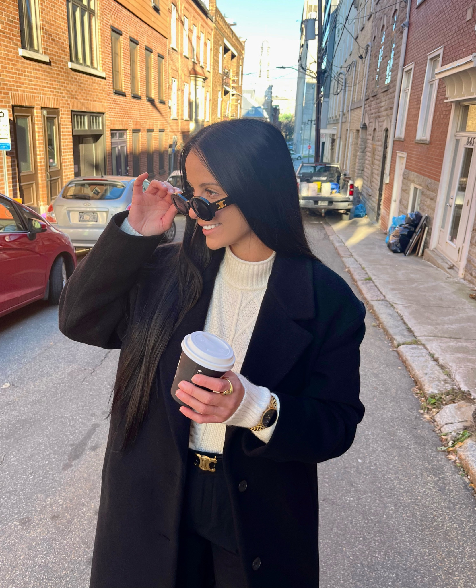 Simple outfit: my favourite cozy beige knit, black trousers and The Only Coat from Aritzia

Celine belt, Celine sunglasses 

#LTKSeasonal #LTKstyletip #LTKHoliday