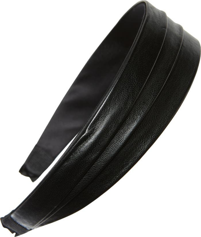 Pleated Faux Leather Headband | Nordstrom