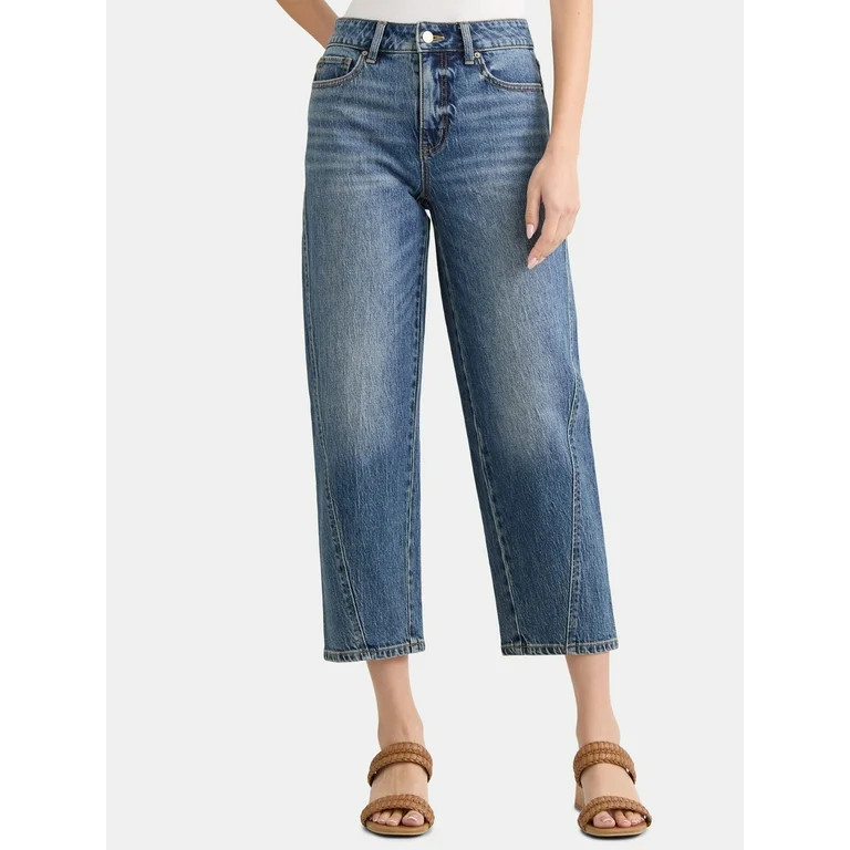 Time and Tru Women's High Rise Barrel Jeans, 26.5" Inseam, Sizes 0-22 | Walmart (US)