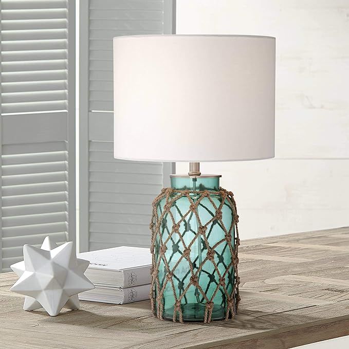 360 Lighting Crosby Country Cottage Nautical Accent Table Lamp 22.5" High Coastal Blue Green Glas... | Amazon (US)