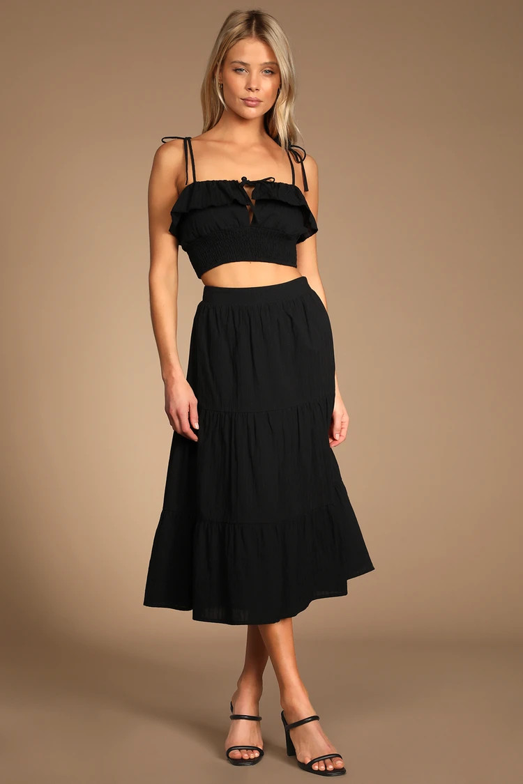Sunny Selection Black Tie-Strap Two-Piece Midi Dress | Lulus (US)