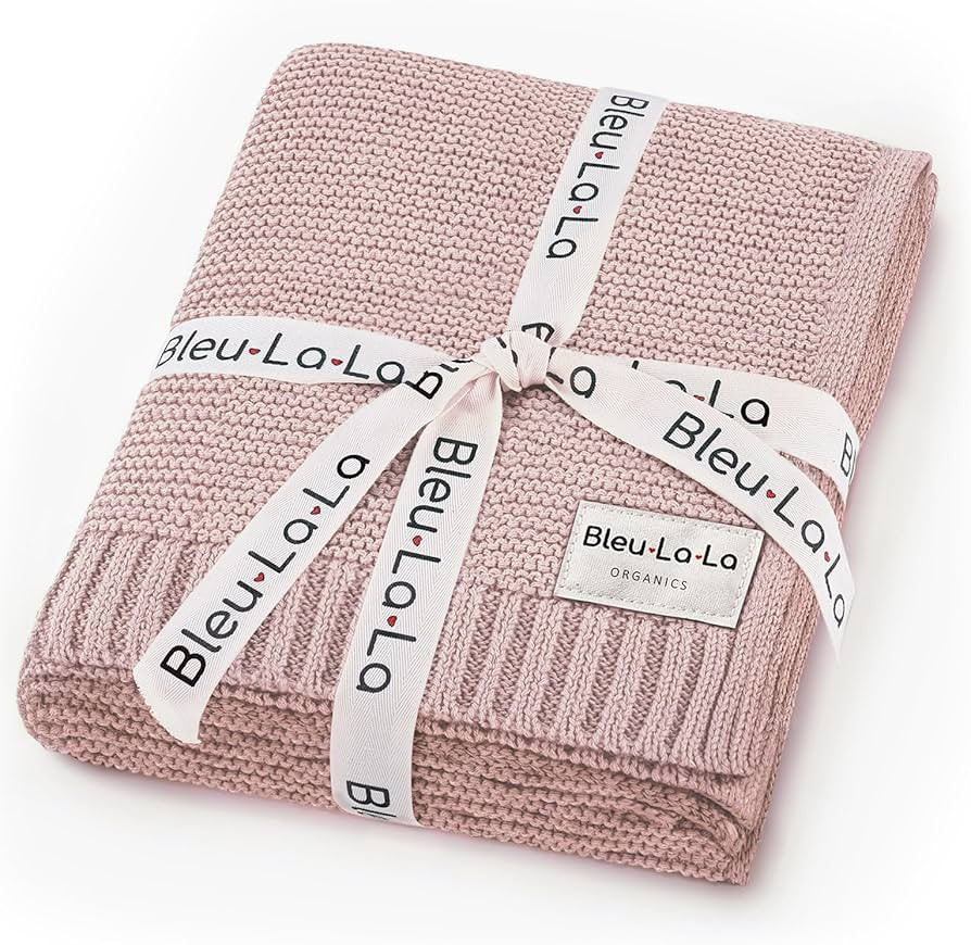 Organic Receiving Swaddle Blanket for Girls - 100% Luxury Organic Cotton Soft Knit Warm Cozy Cuddle Stroller Crib Blanket for Newborns Infants & Toddlers (0-2Yrs - Blush Pink) | Amazon (US)
