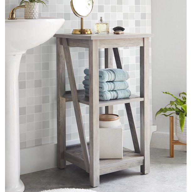 Better Homes & Gardens Modern Farmhouse Bathroom Floor Cabinet, Rustic Gray Finish | Walmart (US)