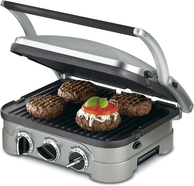 Cuisinart GR-4N 5-in-1 Griddler, 13.5"(L) x 11.5"(W) x 7.12"(H), Silver with Silver/Black Dials | Amazon (US)
