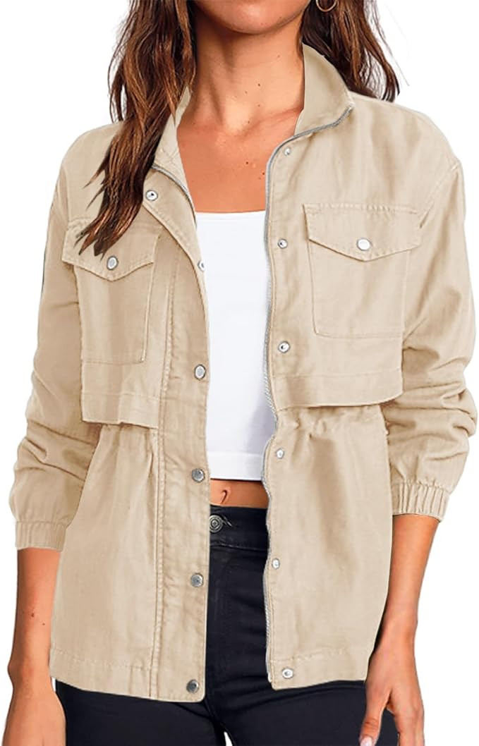 Onedreamer Womens Zip Up Military Safari Anorak Jackets Lightweight Cargo Utility Jackets Casual ... | Amazon (US)