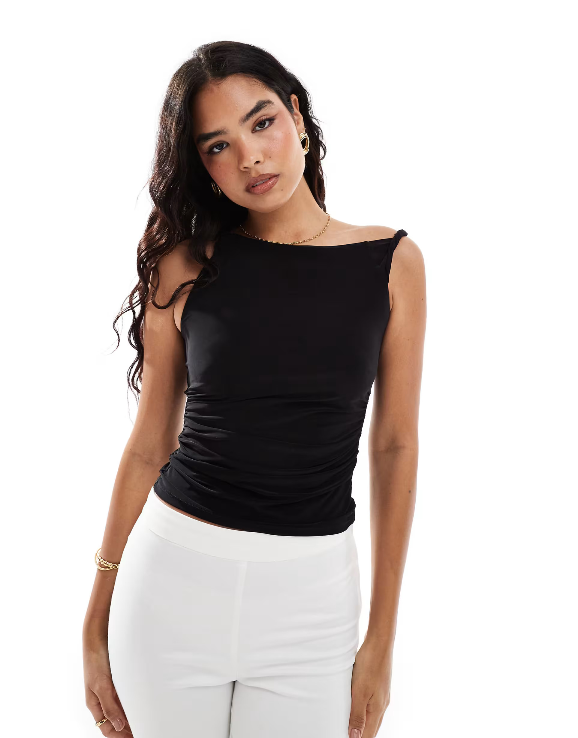 COLLUSION twist detail off the shoulder top in black | ASOS | ASOS (Global)