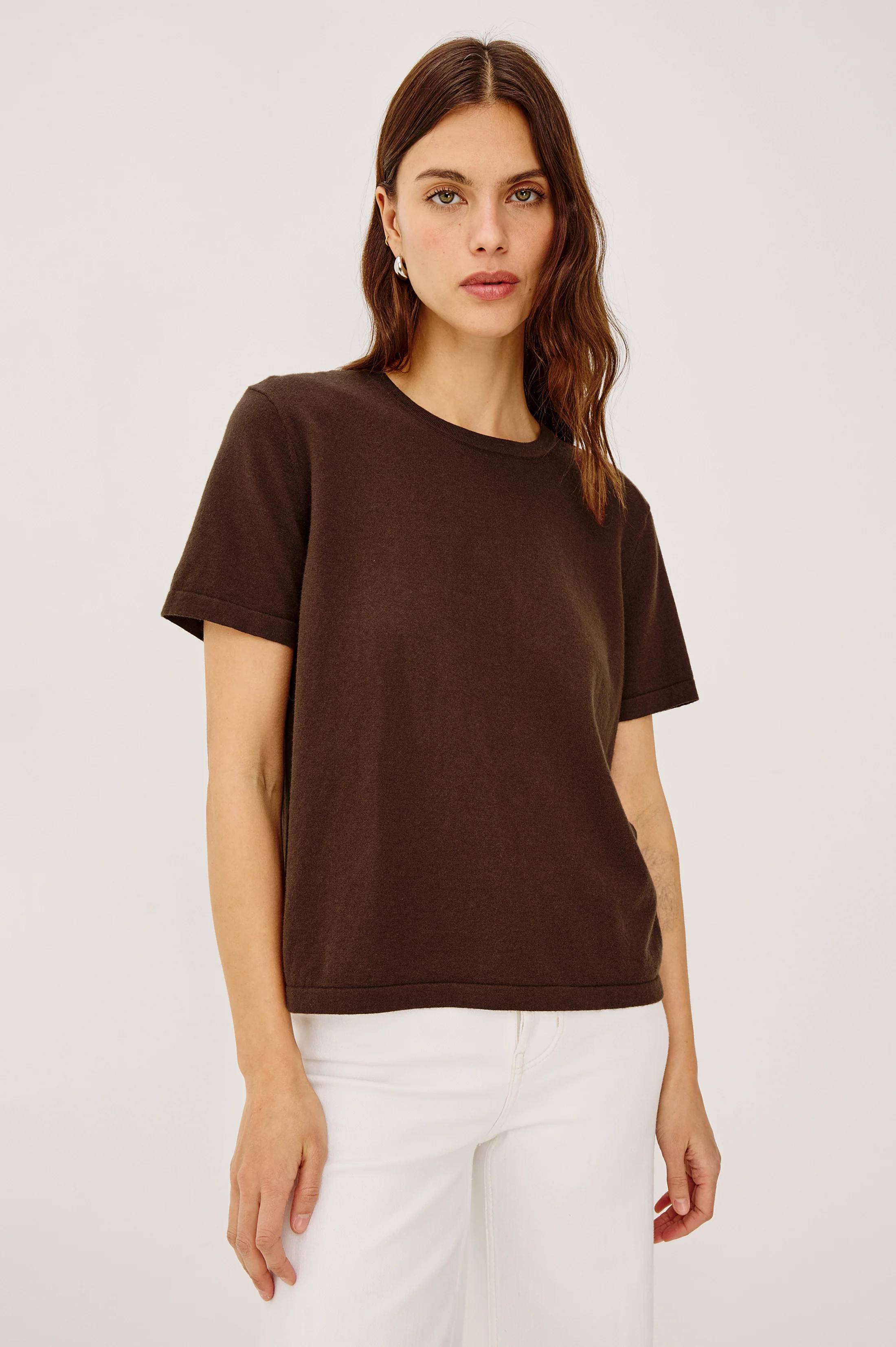 COTTON CASHMERE T-SHIRT - ESPRESSO | Rails