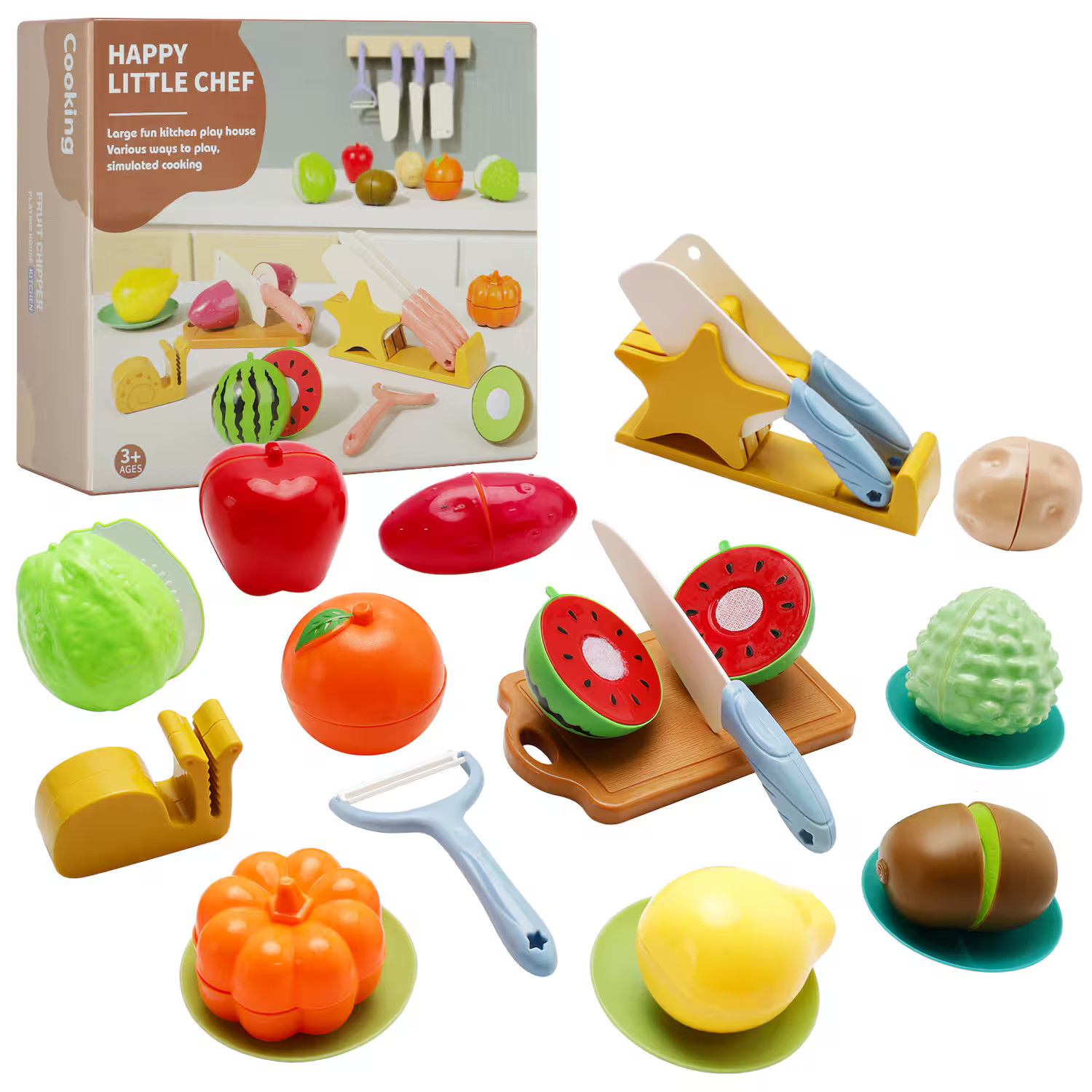 Topteng - 21-Piece Cutting Play Food Set for Kids - Pretend Fruits&Vegetables Toys with Realistic Cutting Feature, Toy for Toddler | Best Buy U.S.