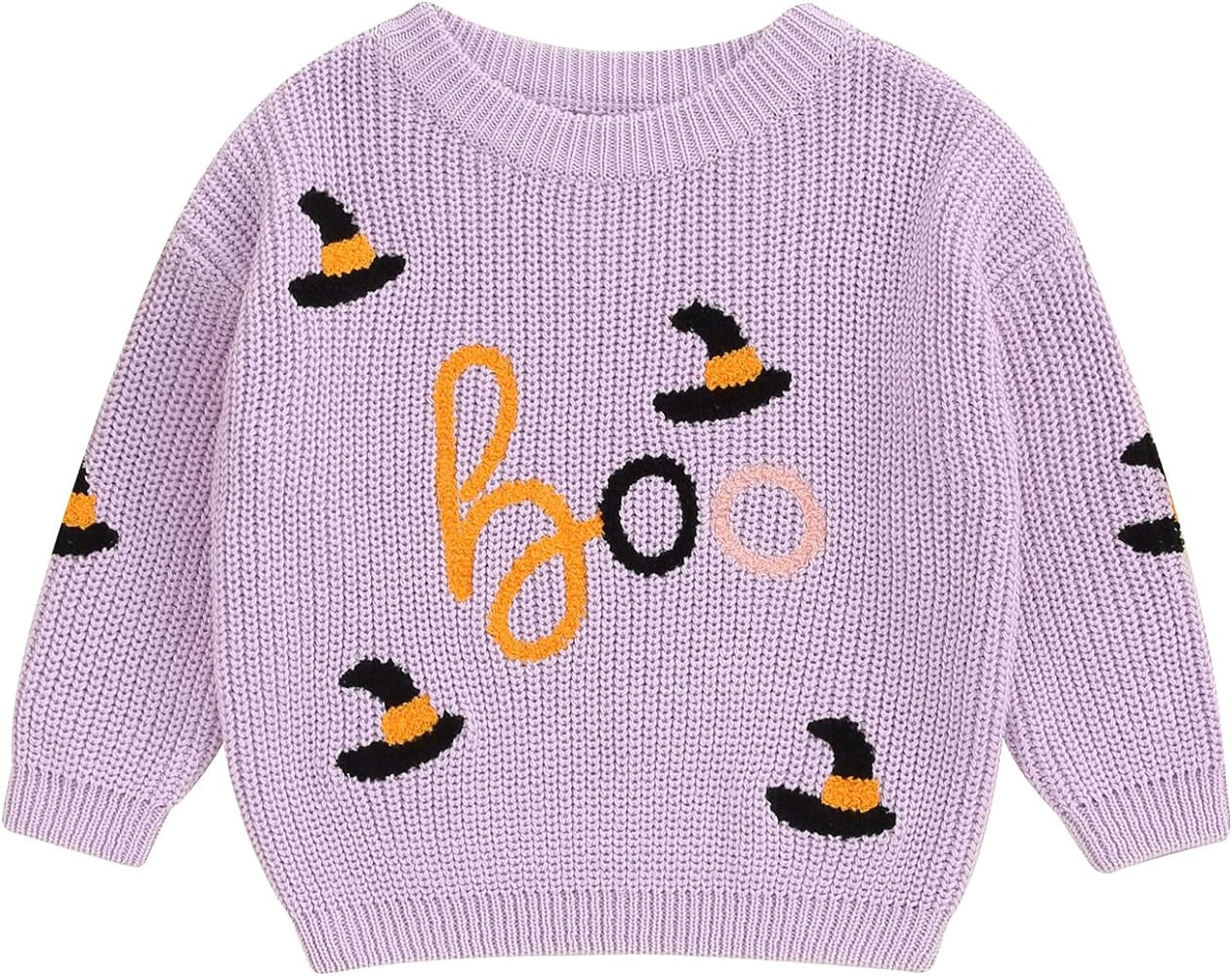 Toddler Baby Girl Boy Halloween Outfit Pumpkin Chunky Knit Sweater Warm Sweatshirt Long Sleeve T-... | Amazon (US)