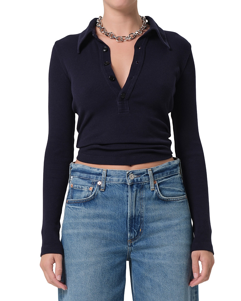 Citizens of Humanity 60's Long Sleeve Polo Top | Bloomingdale's (US)
