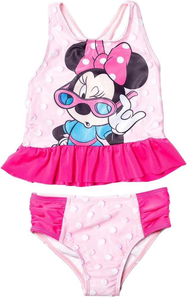 Disney Minnie Mouse Racerback Tankini Top and Bikini Bottom Swim Set Infant to Big Kid | Amazon (US)