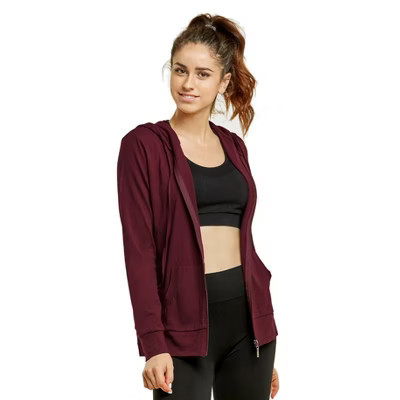 Sofra Women's Cotton Comfort Zip Up Hoodie Jersey Sweater - Burgundy -  XL | Target