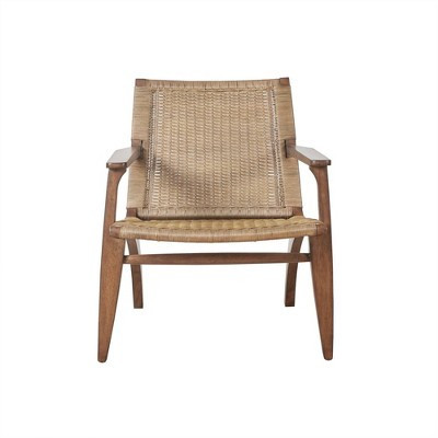 Daire Accent Chair Natural: Rattan Back, Mahogany Frame, Microfiber Seat - Madison Park | Target