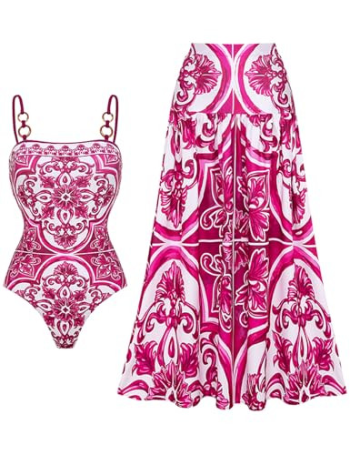 FLAXMAKER Women's One Piece Sling Classic Majolica Adjustable Bathing Suits Back Lace up Swimsuit... | Amazon (US)