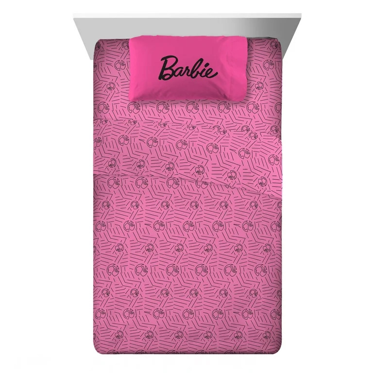 Barbie Kids Twin Sheet Set, Pink, Microfiber | Walmart (US)